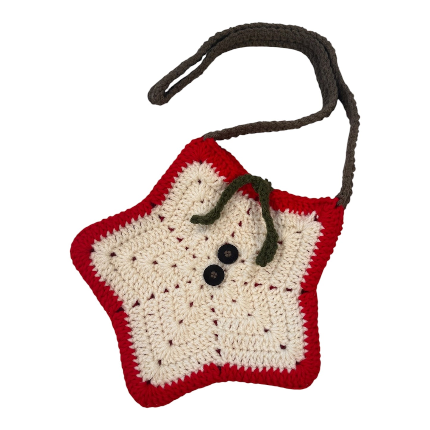 Handmade Crochet Apple Star Bag - Black Buttons
