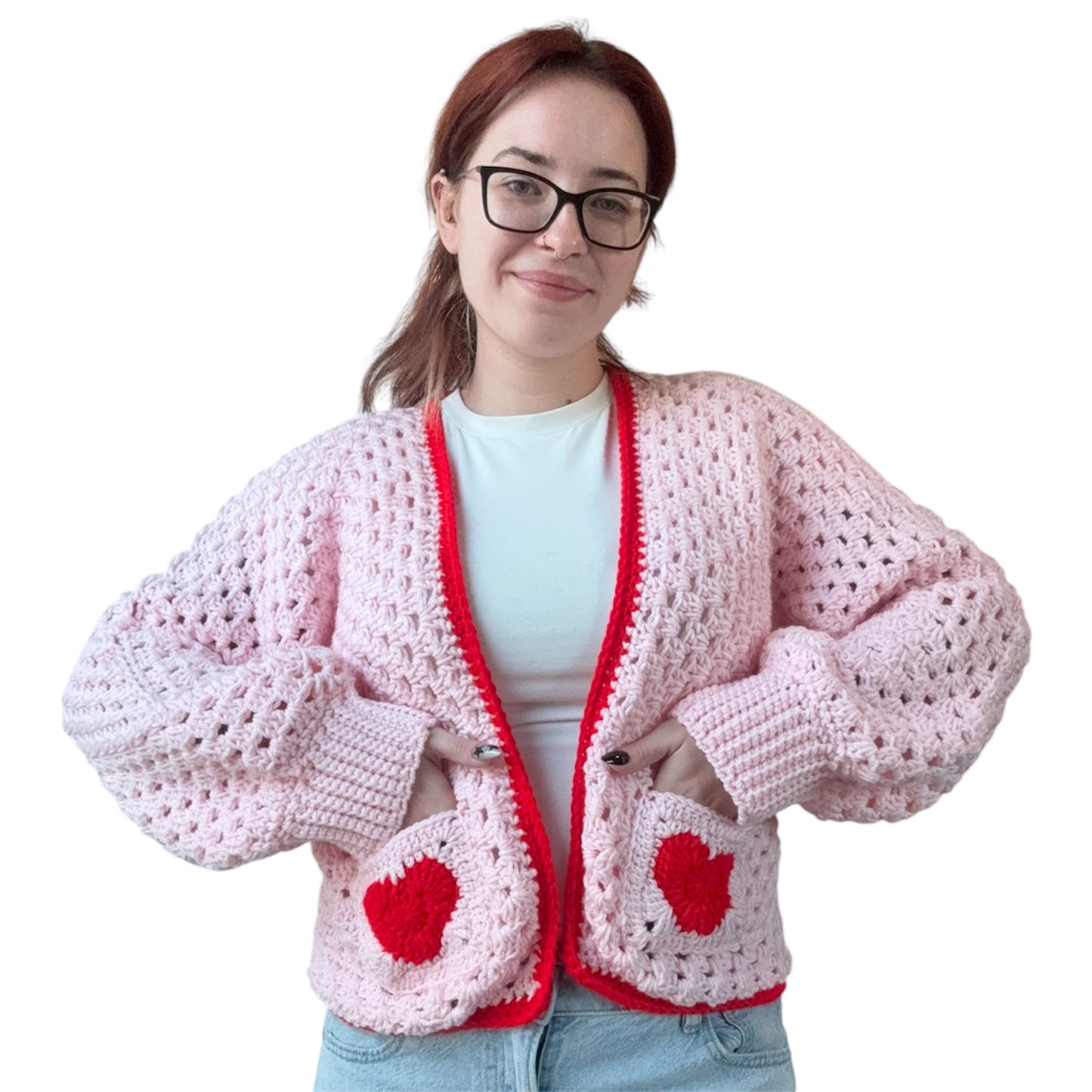 Custom Heart Granny Square Cardigan