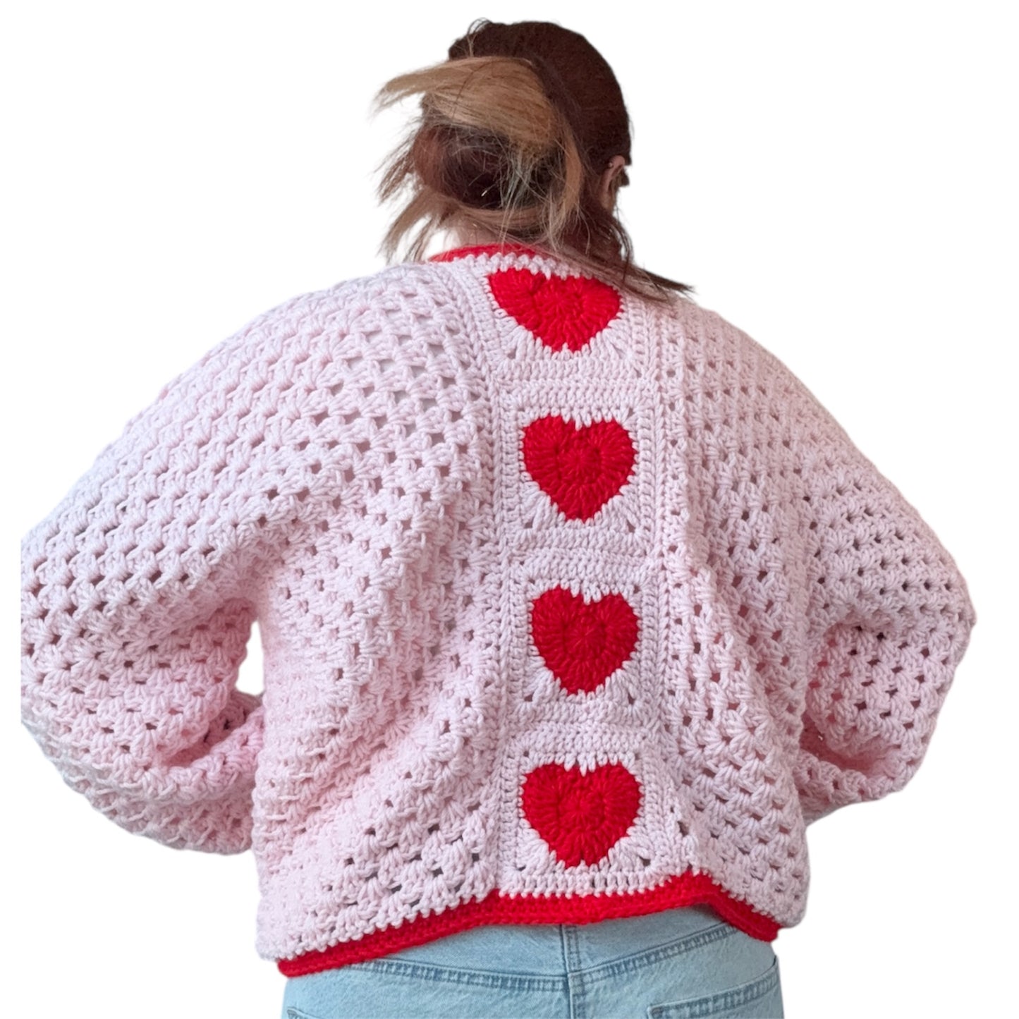Pink & Red Heart Cardigan