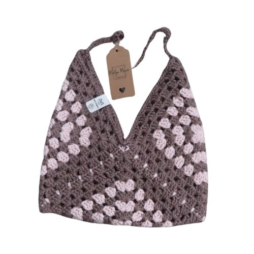 Brown & Pink Checkered Bag