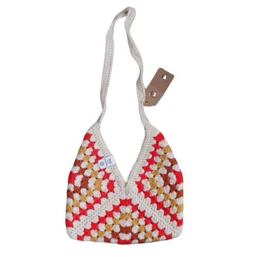 Shades of Red & Beige Checkered Bag