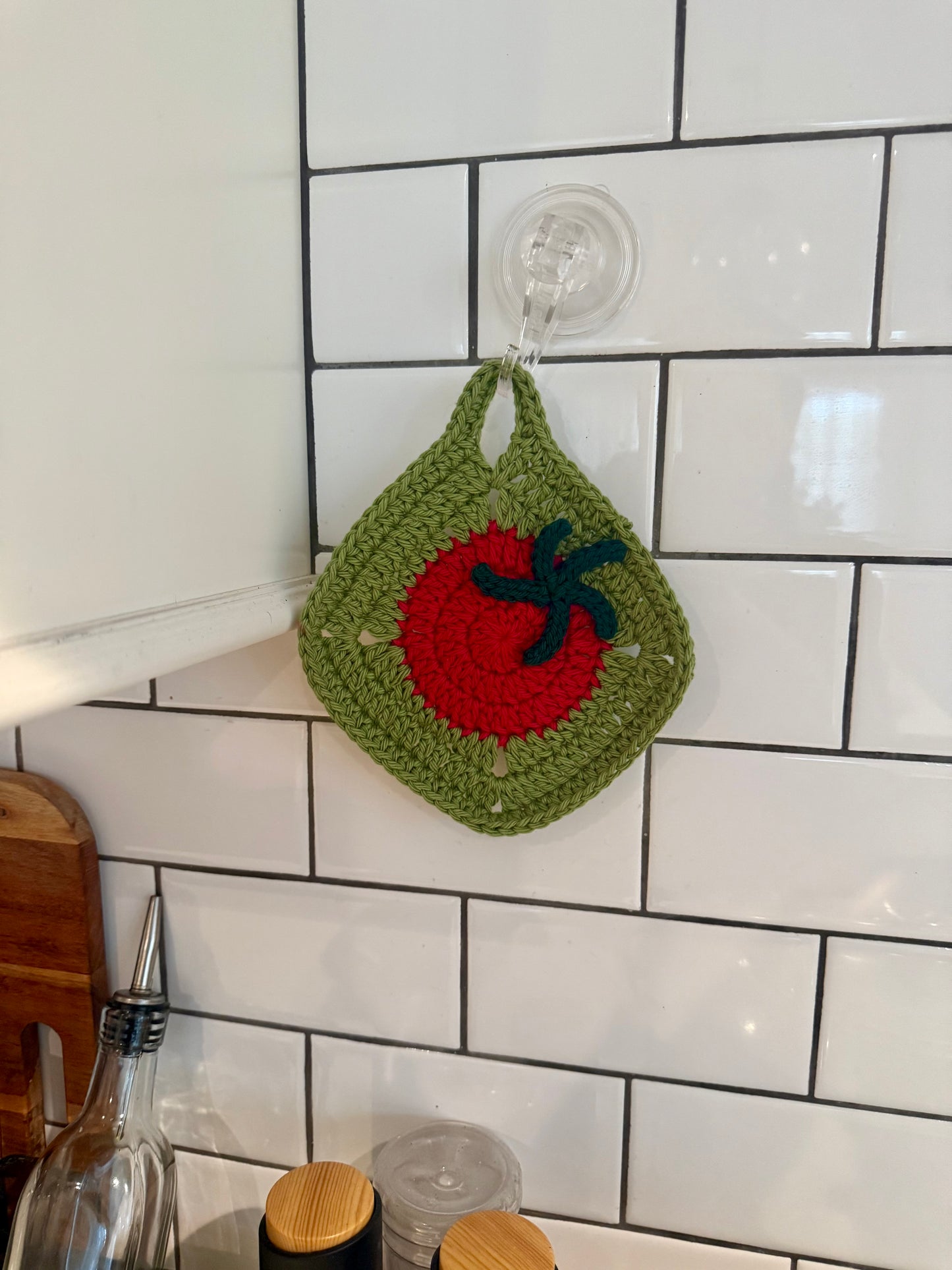 Tomato Crochet Pot Holder – Sage
