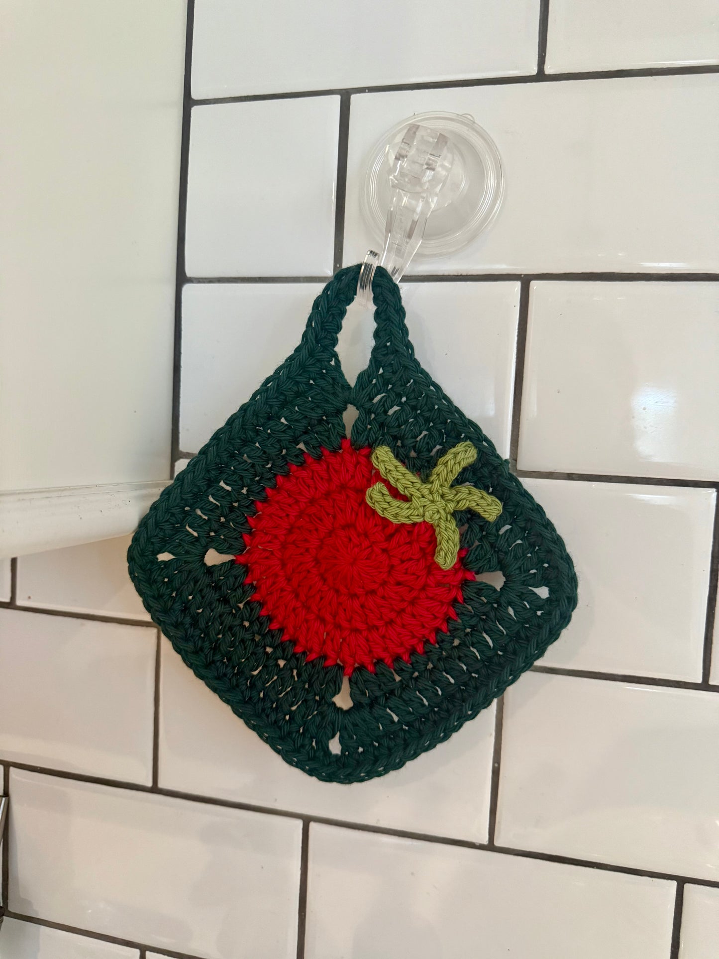 Tomato Crochet Pot Holder – Olive