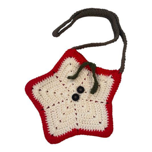 Handmade Crochet Apple Star Bag - Black Buttons