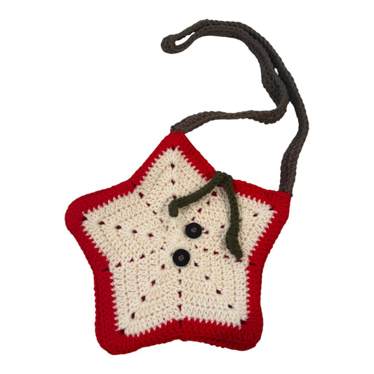 Handmade Crochet Apple Star Bag - Black Buttons