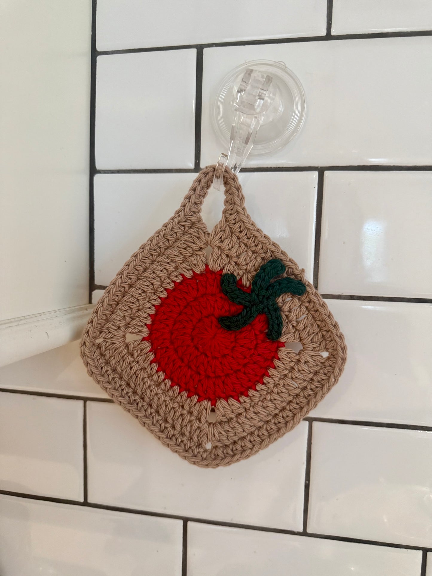 Tomato Crochet Pot Holder – Taupe