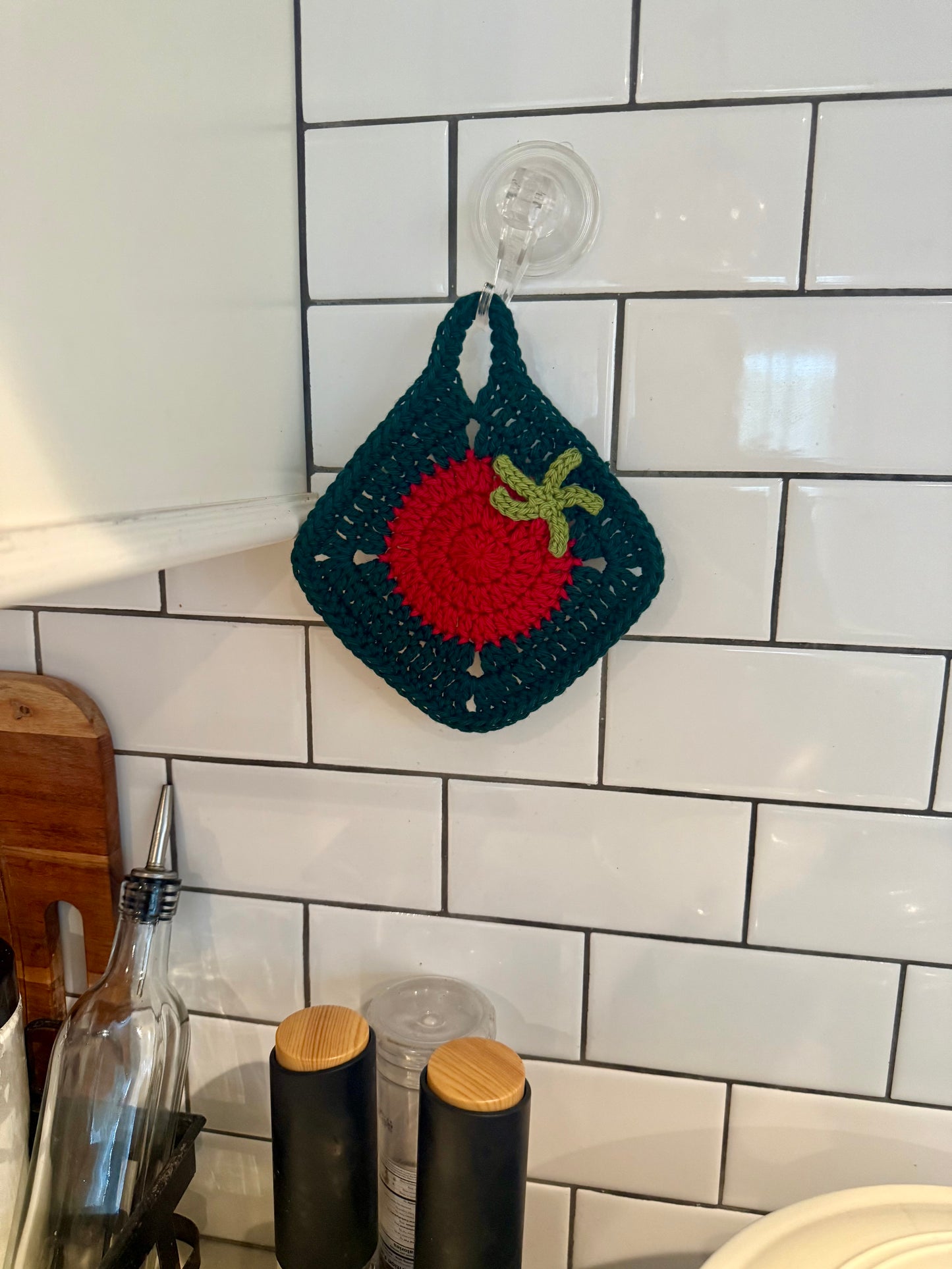 Tomato Crochet Pot Holder – Olive