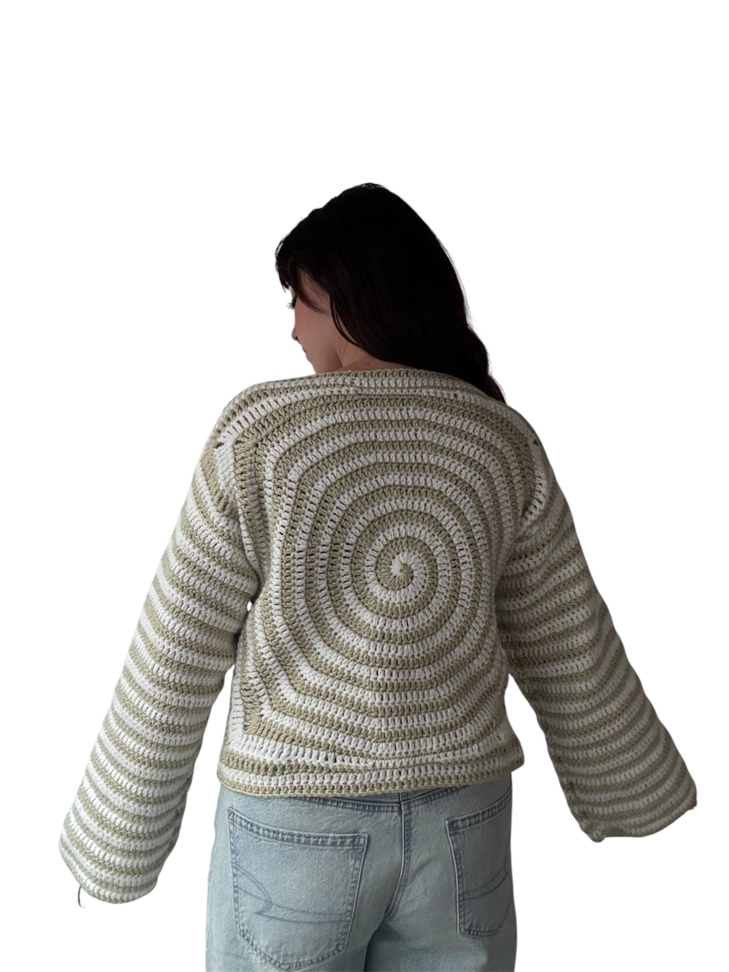 Spiral Sweater (Sage Green & White)