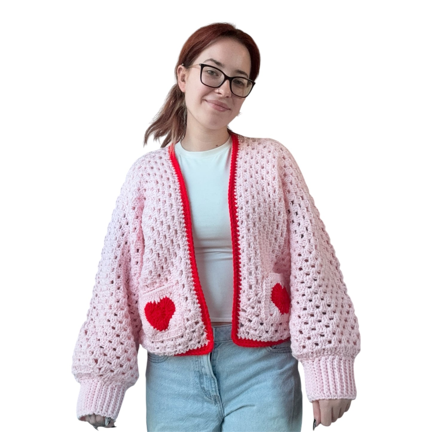 Custom Heart Granny Square Cardigan