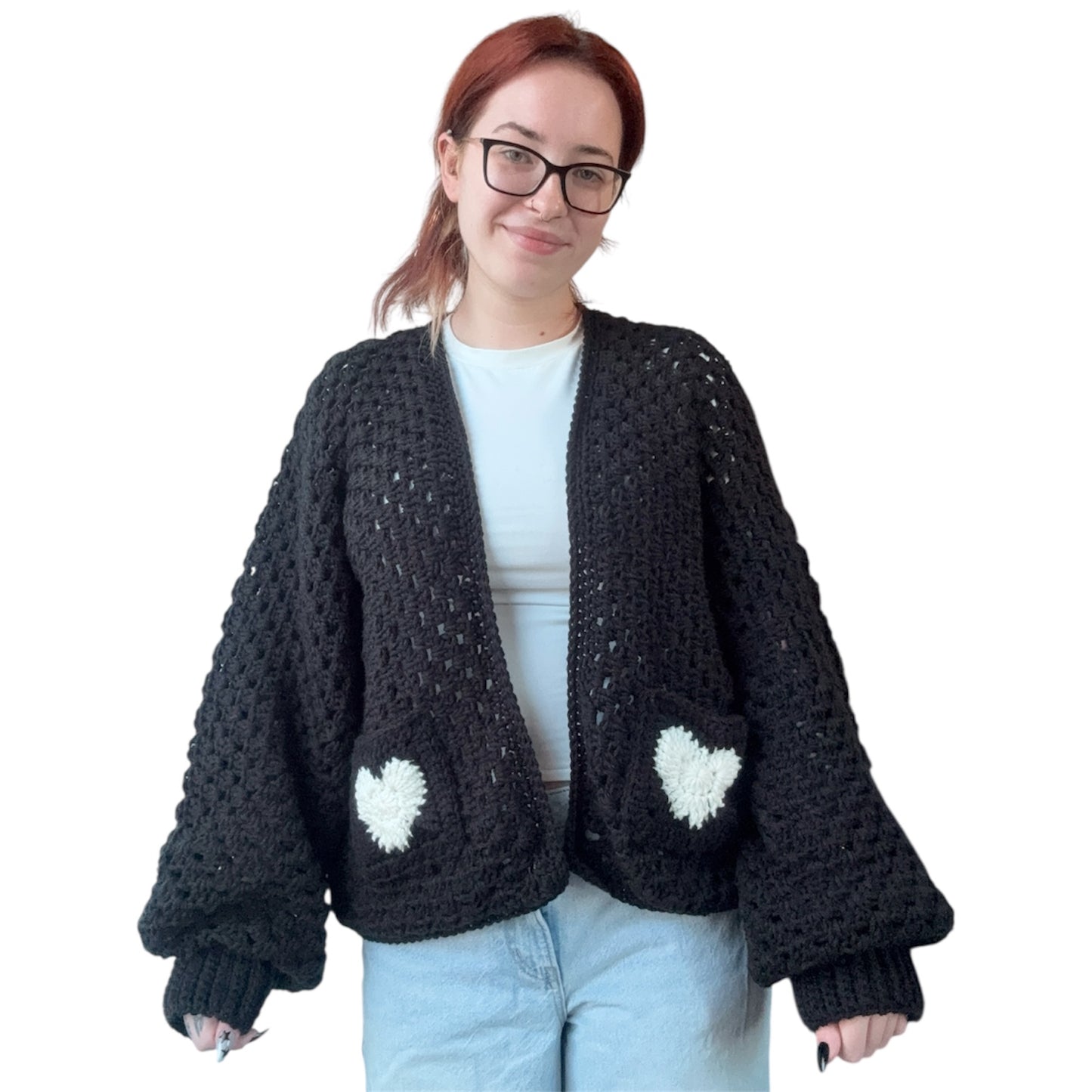 Custom Heart Granny Square Cardigan