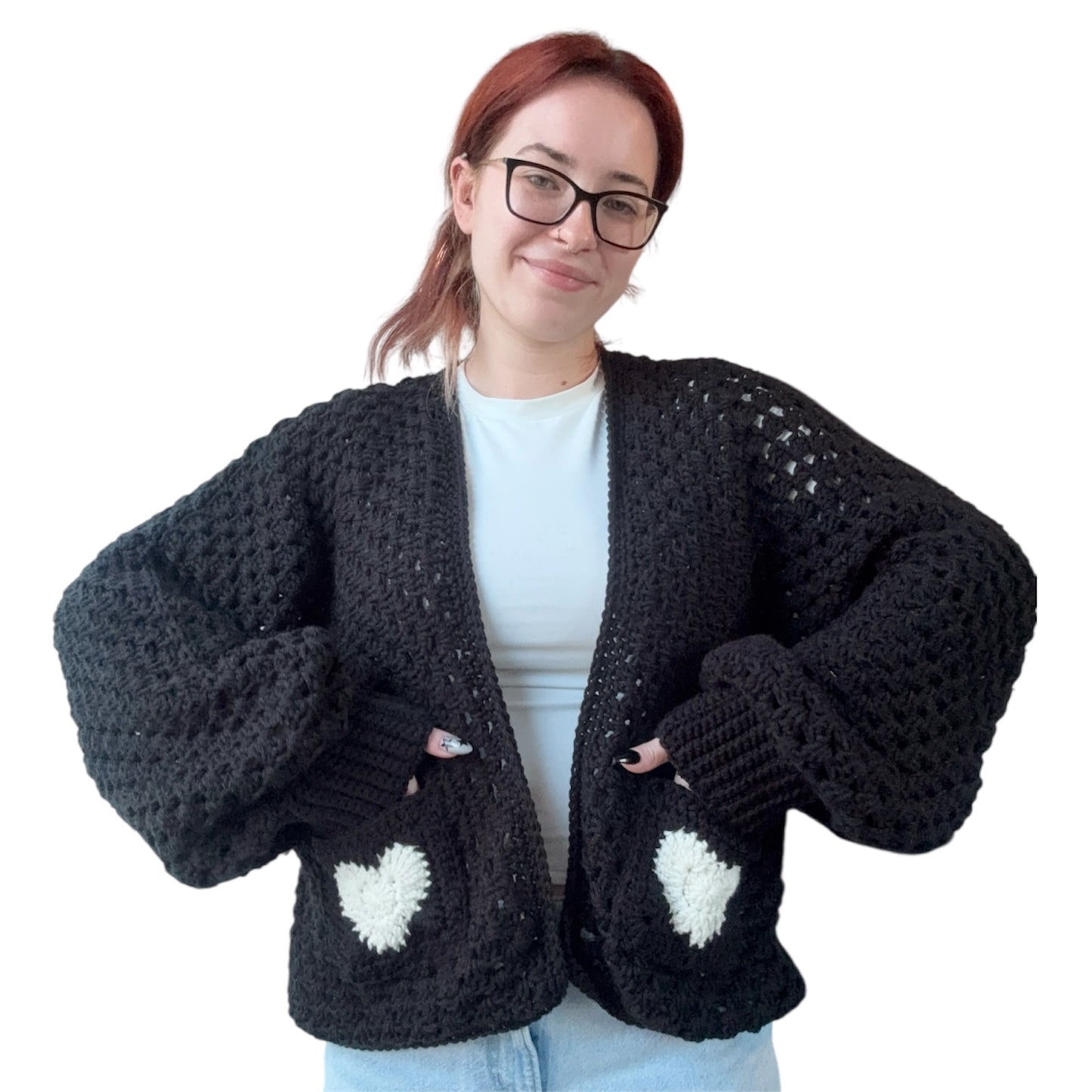 Custom Heart Granny Square Cardigan