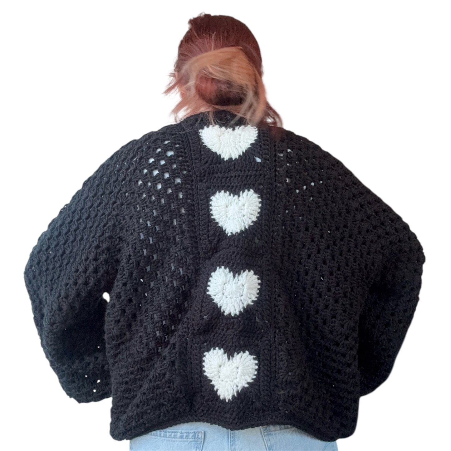 Custom Heart Granny Square Cardigan