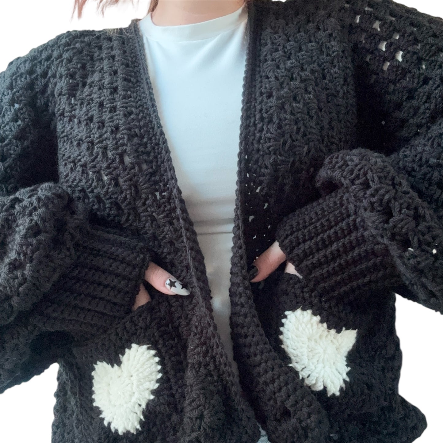 Custom Heart Granny Square Cardigan