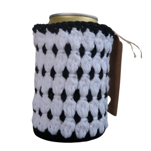 White & Black Can Koozie
