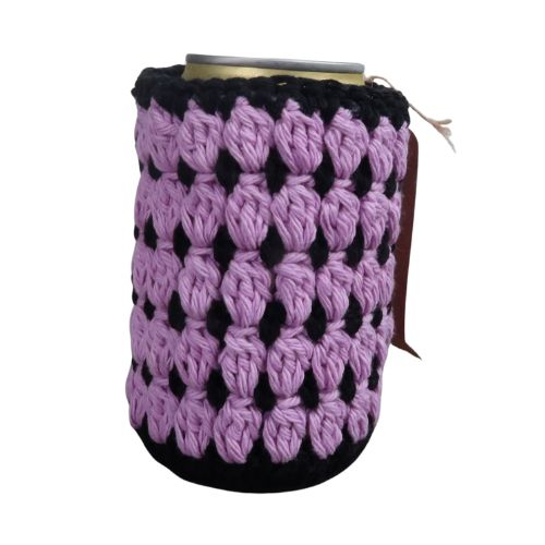 Purple & Black Can Koozie